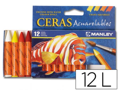 Lapis de cera manley aguarelveis c/12 sortidos , Manley , 52370 , 8414326004123